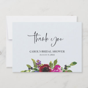 Powder Blue Floral Bridal Shower Thank You Card