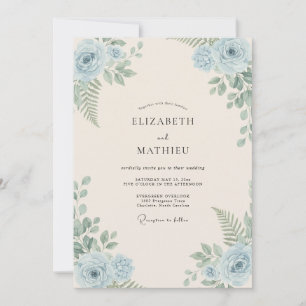 Powder Blue Foliage Dusty Eucalyptus Wedding Invitation