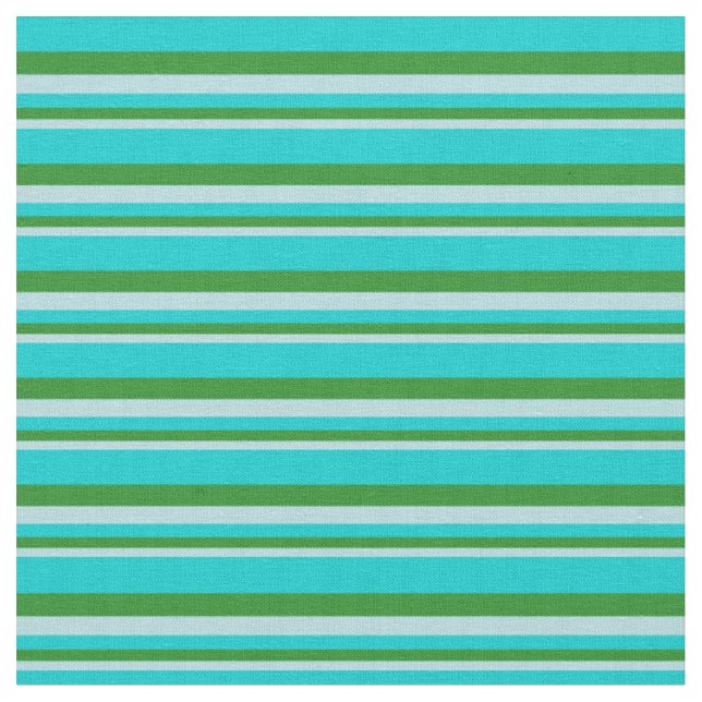 Powder Blue, Forest Green & Dark Turquoise Lines Fabric (Close Up)