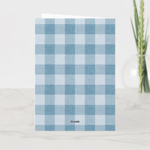 Powder Blue Gingham Buffalo Check Linen Texture Card