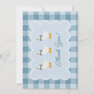 Powder Blue Gingham Goose Baby Shower Thank You Card