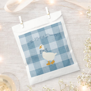 Powder Blue Gingham Goose Chequered Favour Bag