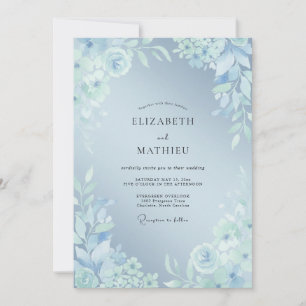 Powder Blue Graceful Winter Wedding Invitation