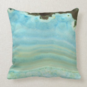 Powder Blue Grey Agate Geode Rock Crystal Patterns Throw Pillow