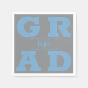 Powder Blue Grey Graduation Napkin