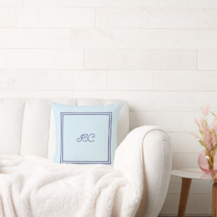 Powder blue Initial or name Throw Pillow