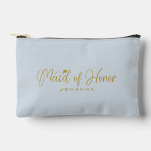 Powder Blue Maid of Honour Script Name Cosmetic Accessory Pouch