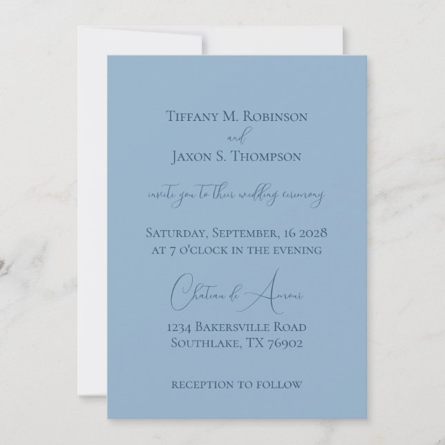 Powder Blue Minimalist Wedding Invitation (Front)