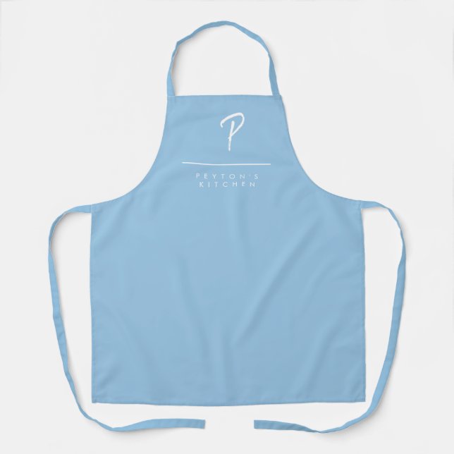 Powder Blue Monogrammed Apron (Front)