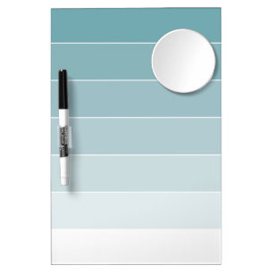 Powder Blue Ombré Stripes Dry Erase Board With Mirror
