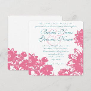 Powder Blue & Pink Vintage Floral Wedding Invite