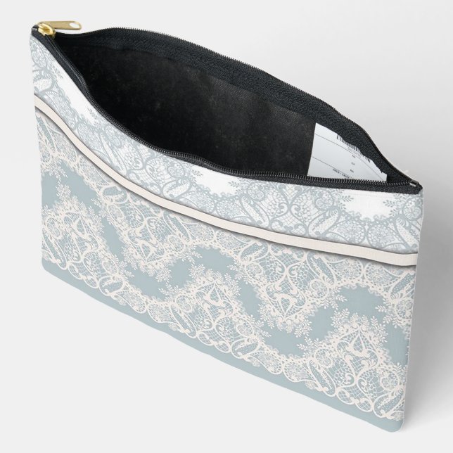 Powder Blue Print Cosmetic/ Pencil Bag (Open)