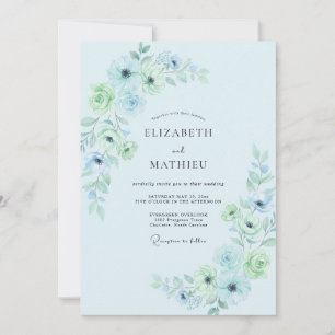 Powder Blue Radiant Botanical Wedding Invitation