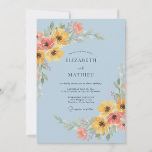 Powder Blue Radiant Meadow Wedding Invitation