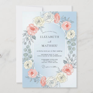 Powder Blue Radiant Rose Wedding Invitation