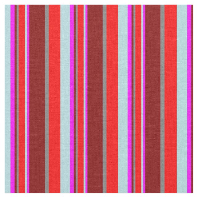 Powder Blue, Red, Grey, Maroon & Fuchsia Pattern Fabric (Close Up)