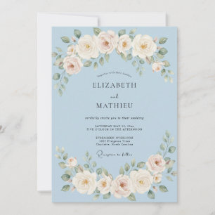 Powder Blue Refined Botanical Wedding Invitation