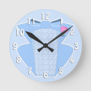 Powder Blue Ruffled Tuxedo Round Clock