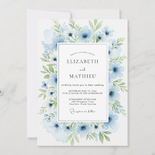 Powder Blue Serene Botanical Wedding Invitation