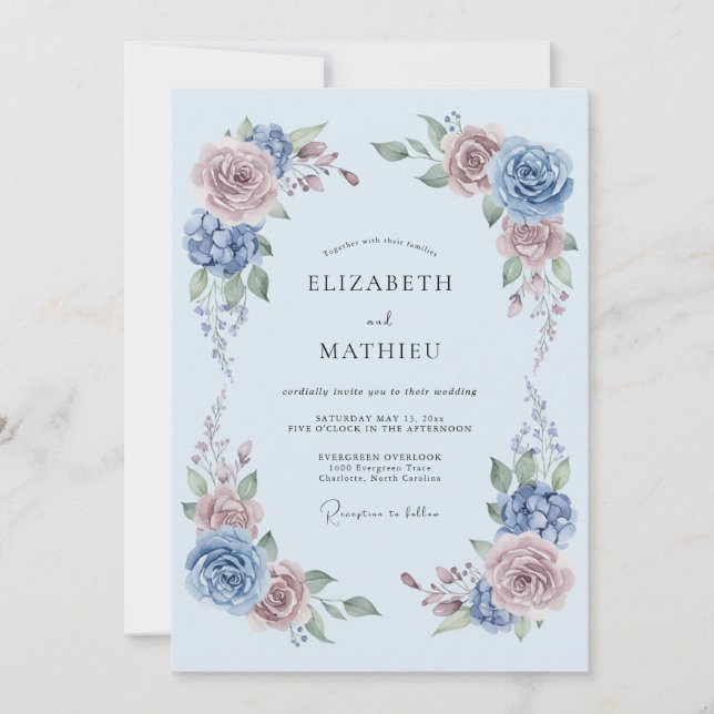Powder Blue Serene Spring Wedding Invitation (Front)