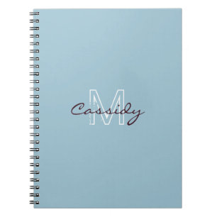 Powder Blue Simply Monogrammed Notebook