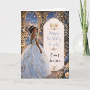 Powder Blue Sweet 16 Princess Garden Card