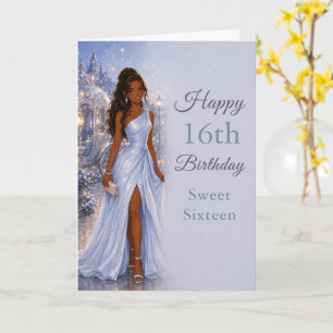 Powder Blue Sweet Sixteen Birthday Card