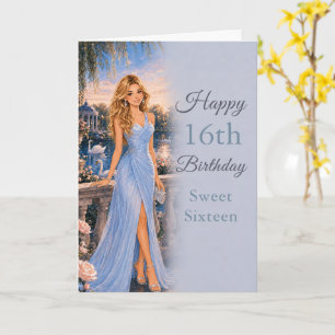 Powder Blue Sweet Sixteen Birthday Card