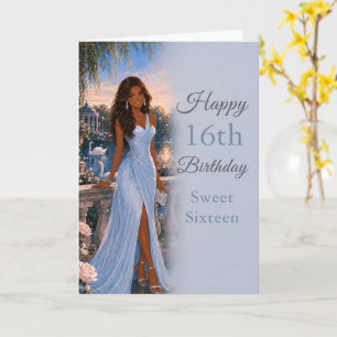Powder Blue Sweet Sixteen Birthday Card