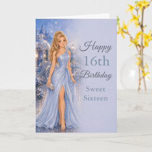 Powder Blue Sweet Sixteen Birthday Card