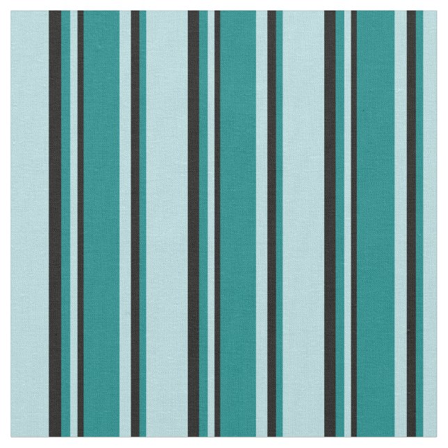 Powder Blue, Teal, and Black Coloured Pattern Fabric (Close Up)