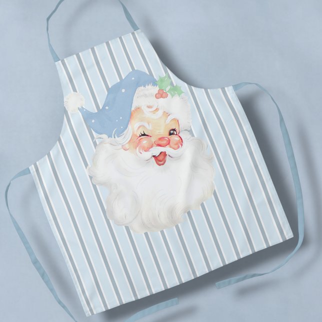  Powder Blue Vintage Winking Santa Christmas Apron (Creator Uploaded)