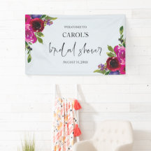 Powder Blue Watercolor Floral Bridal Shower Banner