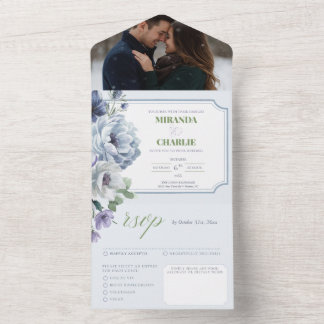Powder Blue Wedding All in One Invite
