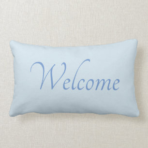 Powder blue Welcome lumbar pillow