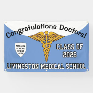 Powder Blue/White Caduceus Med School Graduation Banner