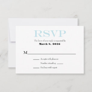 Powder Blue White Plain Simple Wedding RSVP Cards