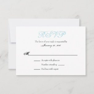 Powder Blue White Plain Simple Wedding RSVP Cards