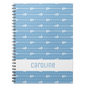 Powder Blue White Sticks and Dotted Lines Pattern Notebook