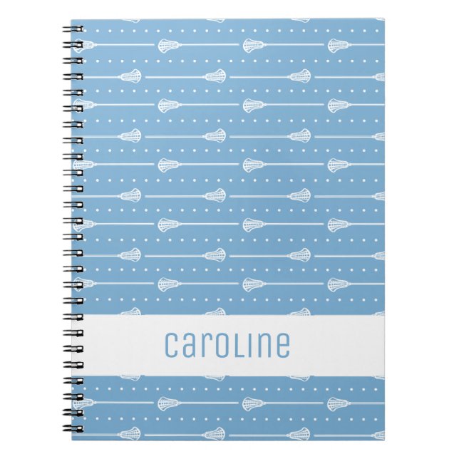 Powder Blue White Sticks and Dotted Lines Pattern Notebook (Front)