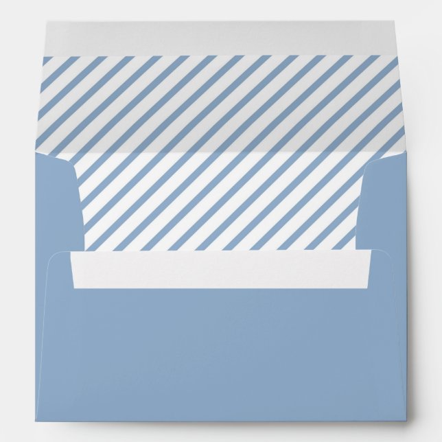Powder Blue White Striped Pattern  Envelope (Back (Bottom))