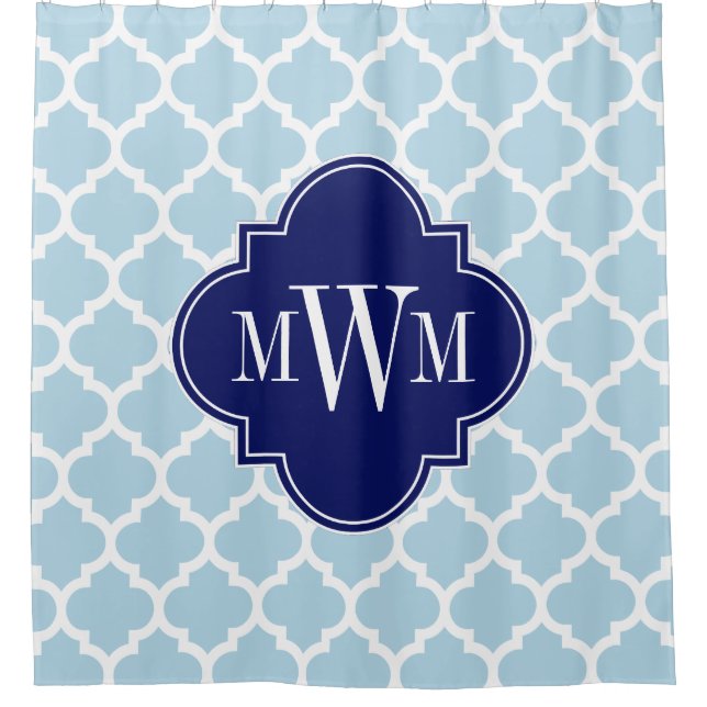 Powder Blue Wht Moroccan #5 Navy Blue 3I Monogram (Front)