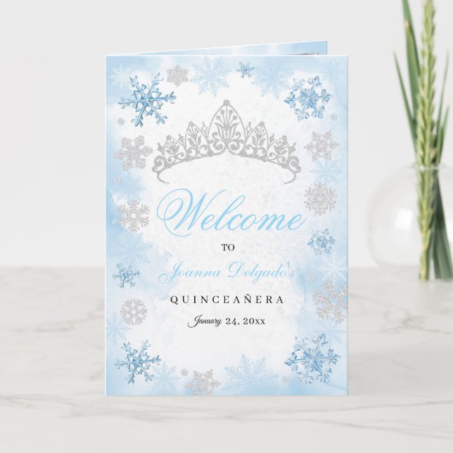Powder Blue Winter Wonderland Programme Quinceaner (Devant)