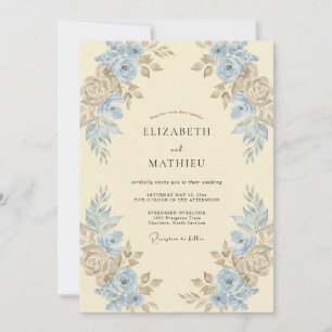 Powder Gold Peony Wedding Invitation