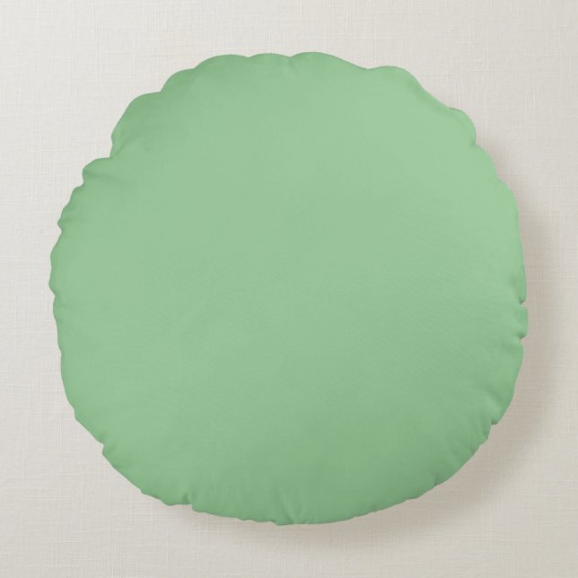Powder grey green blue solid plain colour Custom Round Pillow (Front)