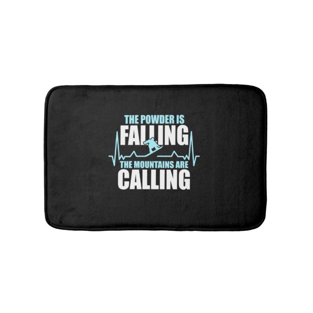Powder Is Falling Snowboard Bath Mat (Front)