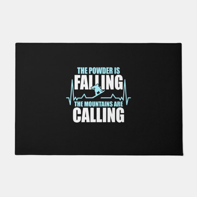 Powder Is Falling Snowboard Doormat (Front)