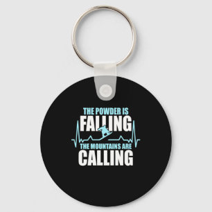 Powder Is Falling Snowboard Keychain