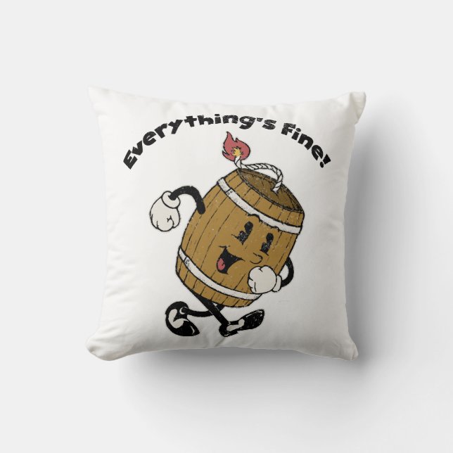 Powder Keg Throw Pillow (Front)
