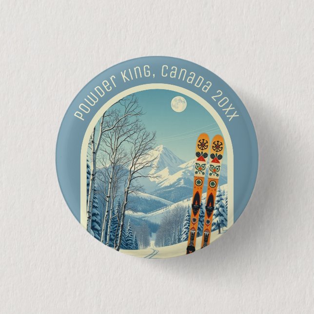 Powder King BC Canada ski holiday souvenir  1 Inch Round Button (Front)